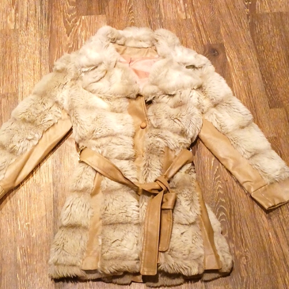 1974's-1995 faux, fur and leather Coat